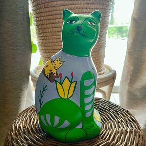 Mexican pottery Tolavara Kitty cat piggy bank